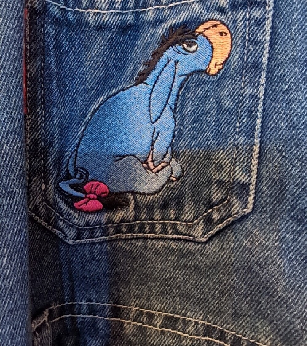 Vintage 90s Denim Disney Winnie the Pooh Overalls Shorts - Blue - Picture 5 of 7